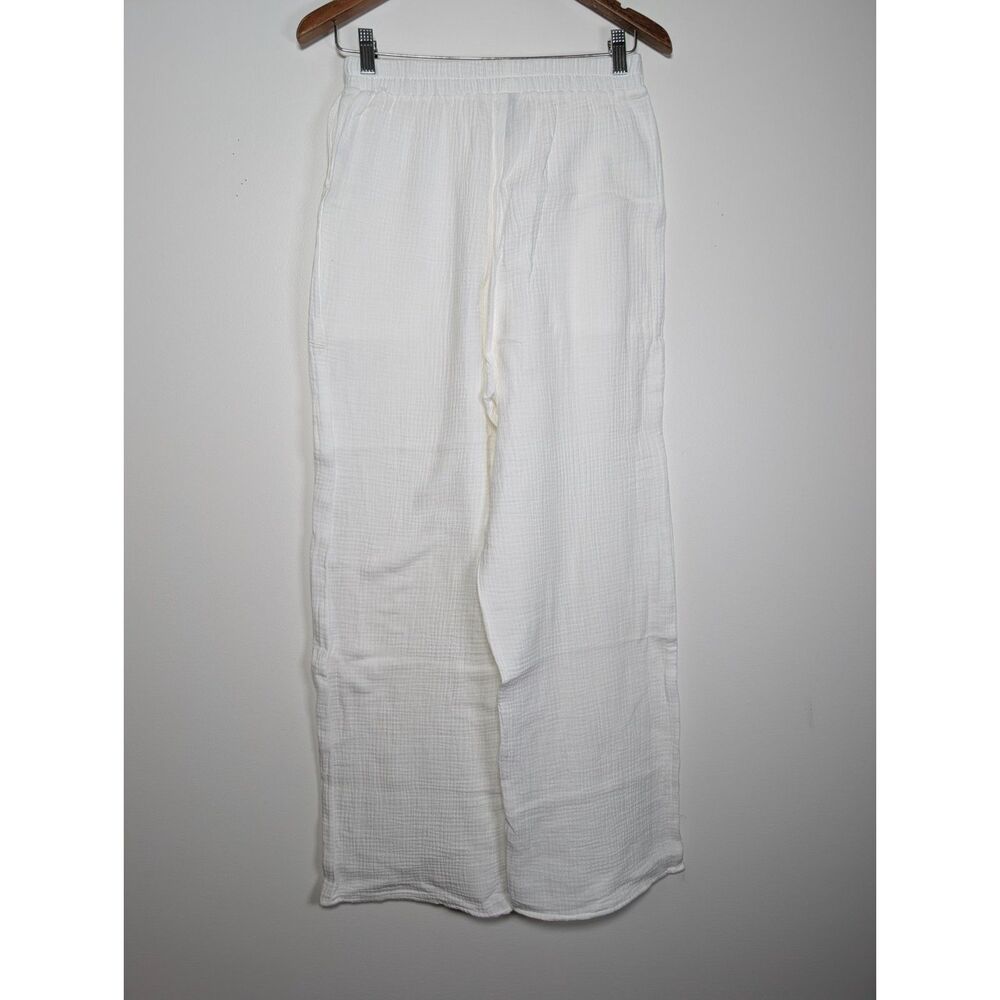 Zenana Cotton Wide Leg High Rise Gauze Pant Loungewear Small Resort Vacation - Picture 7 of 10